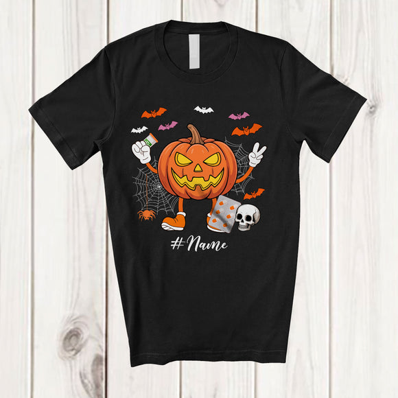 MacnyStore - Personalized Pumpkin Pharmacist; Horror Halloween Custom Name Pharmacist Squad Job Proud T-Shirt