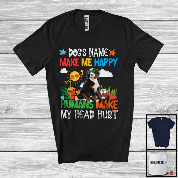 MacnyStore - Personalized Puppy's Custom Name Make Me Happy, Lovely Summer Vacation Greater Swiss Mountain T-Shirt