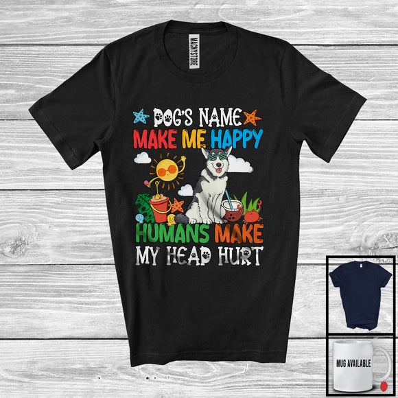 MacnyStore - Personalized Puppy's Custom Name Make Me Happy, Lovely Summer Vacation Husky Owner T-Shirt
