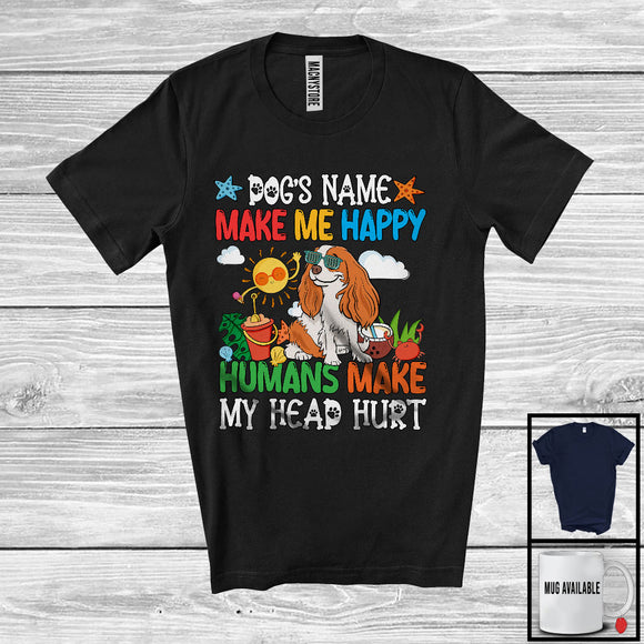 MacnyStore - Personalized Puppy's Custom Name Make Me Happy, Lovely Summer Vacation King Charles Spaniel T-Shirt