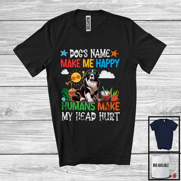 MacnyStore - Personalized Puppy's Custom Name Make Me Happy, Lovely Summer Vacation Landseer Owner T-Shirt