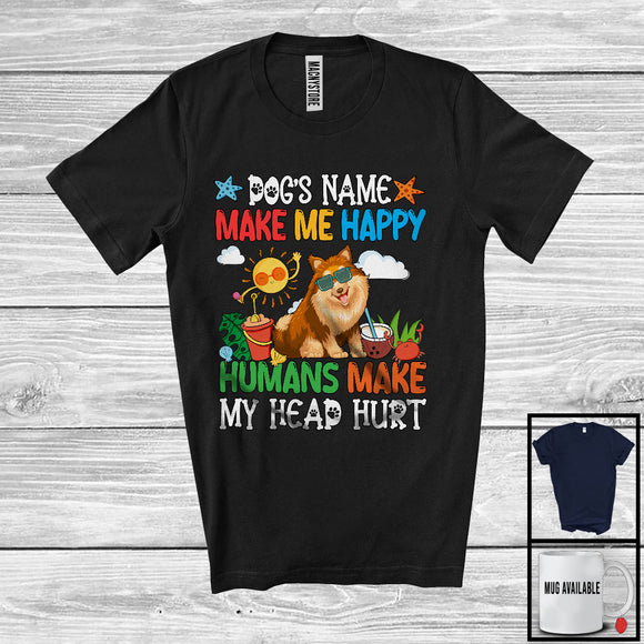 MacnyStore - Personalized Puppy's Custom Name Make Me Happy, Lovely Summer Vacation Pomeranian Owner T-Shirt