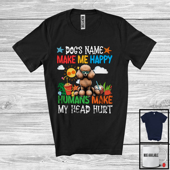 MacnyStore - Personalized Puppy's Custom Name Make Me Happy, Lovely Summer Vacation Poodle Owner T-Shirt