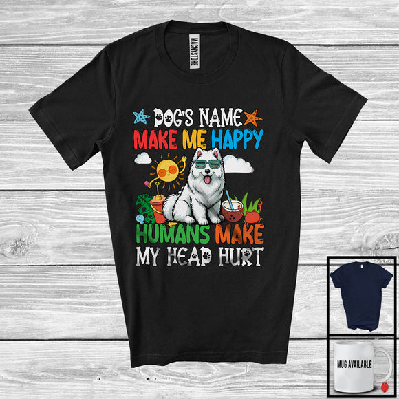 MacnyStore - Personalized Puppy's Custom Name Make Me Happy, Lovely Summer Vacation Samoyed Owner T-Shirt
