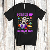 MacnyStore - Personalized Purple Up Military Kids; Lovely Military Child Month Custom Name Astronaut T-Shirt