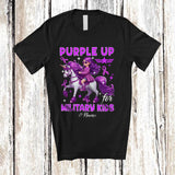 MacnyStore - Personalized Purple Up Military Kids; Lovely Military Child Month Custom Name Girl Riding Unicorn T-Shirt