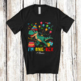 MacnyStore - Personalized Rawr I'm One-Rex; Happy 1st Birthday T-Rex Dinosaur; Custom Name Boys Family T-Shirt