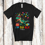 MacnyStore - Personalized Rawr I'm Six-Rex; Happy 6th Birthday T-Rex Dinosaur; Custom Name Boys Family T-Shirt