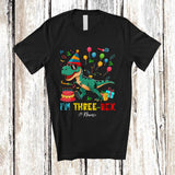 MacnyStore - Personalized Rawr I'm Three-Rex; Happy 3rd Birthday T-Rex Dinosaur; Custom Name Boys Family T-Shirt