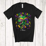 MacnyStore - Personalized Rawrdi Gras; Joyful Mardi Gras Masked Beads T-Rex; Custom Name Festival Parades T-Shirt