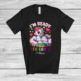 MacnyStore - Personalized Ready To Crush 4th Grade; Lovely First Day Of School Unicorn Custom Name Students T-Shirt