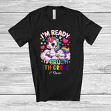 MacnyStore - Personalized Ready To Crush 7th Grade; Lovely First Day Of School Unicorn Custom Name Students T-Shirt
