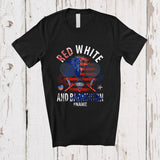 MacnyStore - Personalized Red White And Badminton; Amusing 4th Of July US Flag; Custom Name Player Patriotic T-Shirt