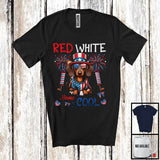MacnyStore - Personalized Red White And Cool, Amazing 4th Of July Dachshund Custom Name, Fireworks Patriotic T-Shirt