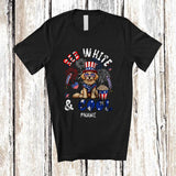 MacnyStore - Personalized Red White And Cool; Lovely 4th of July Custom Name Golden Retriever Patriotic T-Shirt