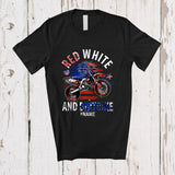 MacnyStore - Personalized Red White And Dirt Bike; Amusing 4th Of July US Flag; Custom Name Player Patriotic T-Shirt