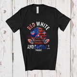 MacnyStore - Personalized Red White And Football; Amusing 4th Of July US Flag; Custom Name Player Patriotic T-Shirt