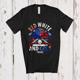 MacnyStore - Personalized Red White And Golf; Amusing 4th Of July US Flag; Custom Name Player Patriotic T-Shirt