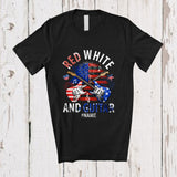 MacnyStore - Personalized Red White And Guitar; Amusing 4th Of July US Flag; Custom Name Player Patriotic T-Shirt