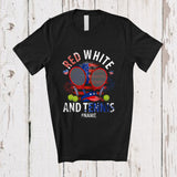 MacnyStore - Personalized Red White And Tennis; Amusing 4th Of July US Flag; Custom Name Player Patriotic T-Shirt