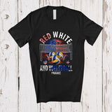 MacnyStore - Personalized Red White And Volleyball; Amusing 4th Of July US Flag; Custom Name Player Patriotic T-Shirt