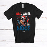 MacnyStore - Personalized Red White And Woof; Lovely 4th Of July Custom Name Chihuahua Hot Dog; Patriotic T-Shirt