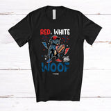 MacnyStore - Personalized Red White And Woof; Lovely 4th Of July Custom Name Pit bull Hot Dog; Patriotic T-Shirt