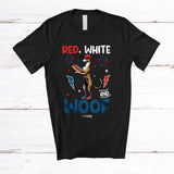 MacnyStore - Personalized Red White And Woof; Lovely 4th Of July Custom Name Whippet Hot Dog; Patriotic T-Shirt