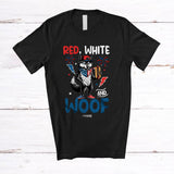 MacnyStore - Personalized Red White And Woof; Lovely 4th Of July Custom Name Wolf Hot Dog; Patriotic T-Shirt