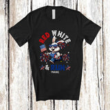 MacnyStore - Personalized Red White Run; Awesome 4th Of July Running Bunny Runner; Custom Name Patriotic T-Shirt