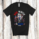MacnyStore - Personalized Red White Run; Awesome 4th Of July Running Horse Runner; Custom Name Patriotic T-Shirt