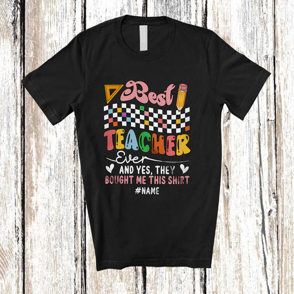 MacnyStore - Personalized Retro Best Teacher Ever; Awesome Custom Name Jobs Proud; Family Group T-Shirt