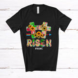 MacnyStore - Personalized Risen; Awesome Easter Leopard Cross Sunflowers; Custom Name Family T-Shirt