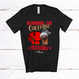 MacnyStore - Personalized Running On Caffeine And Boxing; Joyful Custom Name Coffee Boxing Player T-Shirt