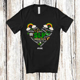 MacnyStore - Personalized SLP; Amazing St. Patrick's Day Rainbow Shamrock Heart Shape; Custom Name SLP T-Shirt