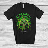 MacnyStore - Personalized Saint Patrick Pray for Us; Amazing St. Patrick's Day Leopard Rainbow; Custom Name Family T-Shirt