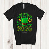 MacnyStore - Personalized Saint Patrick's Day 2026; Joyful Custom Name Leprechaun Hat; Shamrocks Family T-Shirt
