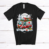 MacnyStore - Personalized Santa Driving Ambulance; Merry Christmas Custom Name Ambulance Driver; Family T-Shirt