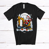 MacnyStore - Personalized Santa Driving Excavator; Merry Christmas Custom Name Excavator Driver; Family T-Shirt