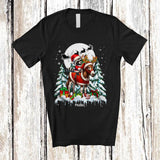 MacnyStore - Personalized Santa Raccoon Riding Donkey; Lovely Christmas Tree Custom Name Farmer Family T-Shirt