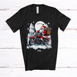 MacnyStore - Personalized Santa Riding Motorcycle Truck; Merry Christmas Custom Name Motorcycle Biker T-Shirt