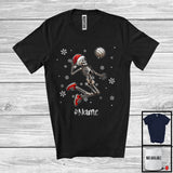 MacnyStore - Personalized Santa Skeleton Playing Volleyball, Joyful Christmas Custom Name Volleyball Player T-Shirt