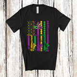 MacnyStore - Personalized Saxophone American Flag; Joyful Mardi Gras Custom Name Saxophonist Musical T-Shirt