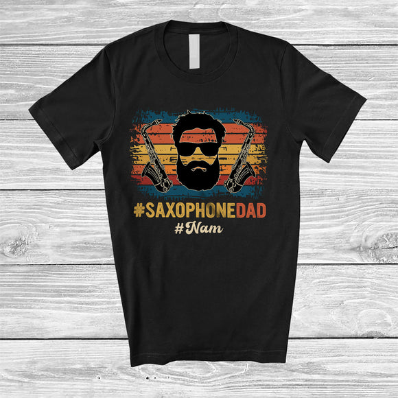 MacnyStore - Personalized Saxophone Dad; Proud Father's Day Custom Name Saxophone Player; Music Family T-Shirt