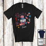 MacnyStore - Personalized Scallop Riding Firecracker, Lovely 4th Of July USA Flag Custom Name, Fish Sea Animal T-Shirt