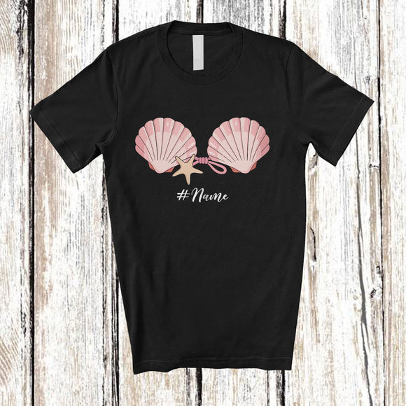 MacnyStore - Personalized Sea Shell Bra; Adorable Summer Vacation Custom Name Girls Women Family Group T-Shirt