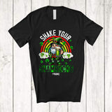 MacnyStore - Personalized Shake Your Shamrocks; Joyful St Patrick's Day Custom Name Gnome Drinking; Rainbow T-Shirt