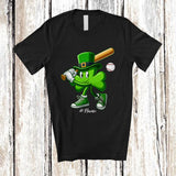 MacnyStore - Personalized Shamrock Playing Baseball; Amusing St. Patrick's Day Irish; Custom Name Sport Player T-Shirt