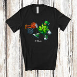 MacnyStore - Personalized Shamrock Playing Basketball; Amusing St. Patrick's Day Irish; Custom Name Sport Player T-Shirt