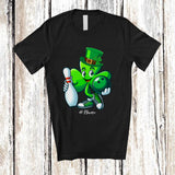 MacnyStore - Personalized Shamrock Playing Bowling; Amusing St. Patrick's Day Irish; Custom Name Sport Player T-Shirt